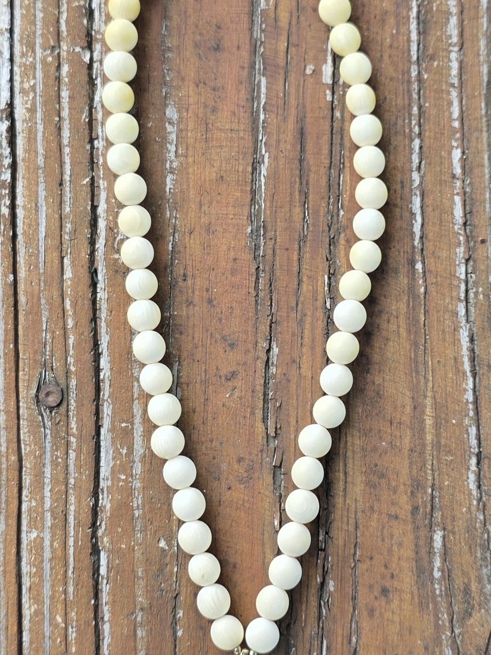 Handcrafted IVORY colored Bead Necklace From Alaska 17" - Womens Jewelry